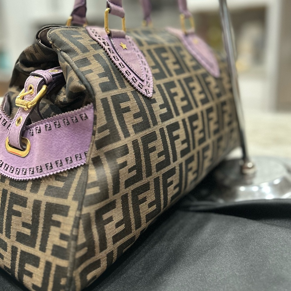 Fendi Zucca Authentic FF Du Jour Brown and Purple Satchel - Picture 5 of 17
